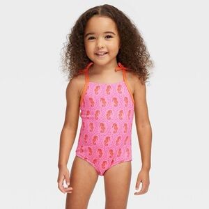 NWT: Toddler Seahorse Tie-Shoulder Swimsuit Pink - Roller Rabbit x Target 3T